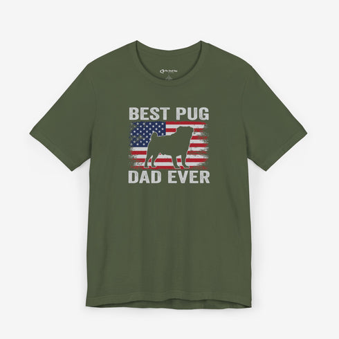 Pug Dad T- Shirt - Pug Shirt for Men - American Flag Pug Tee
